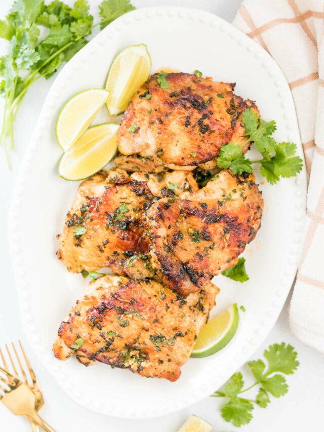 Air Fryer Crispy Cilantro Lime Chicken Thighs - BEYOND THE NOMS
