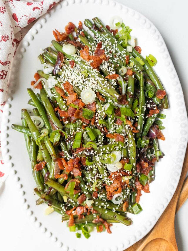 Soy Sauce Glazed Green Beans with Bacon BEYOND THE NOMS