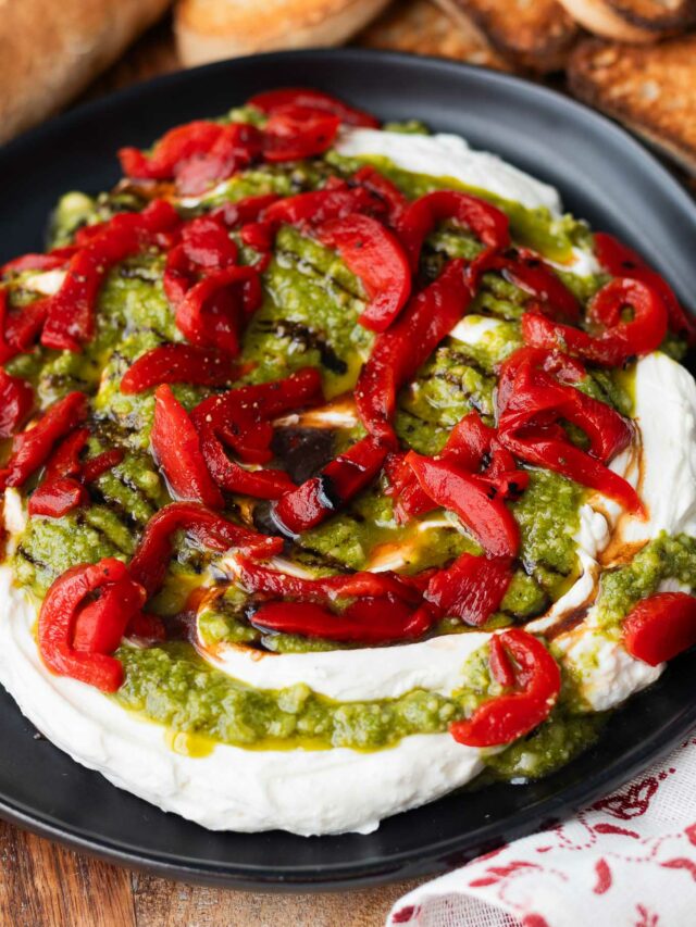 Goat Cheese Pesto Dip with Roasted Red Peppers BEYOND THE NOMS
